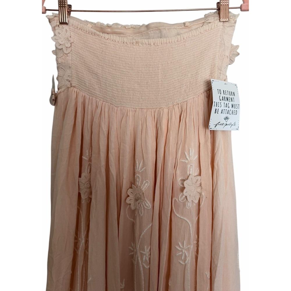 Free People Rosa 3D Floral Embroidered Maxi Dress Peach Women's Size Small - Picture 4 of 16